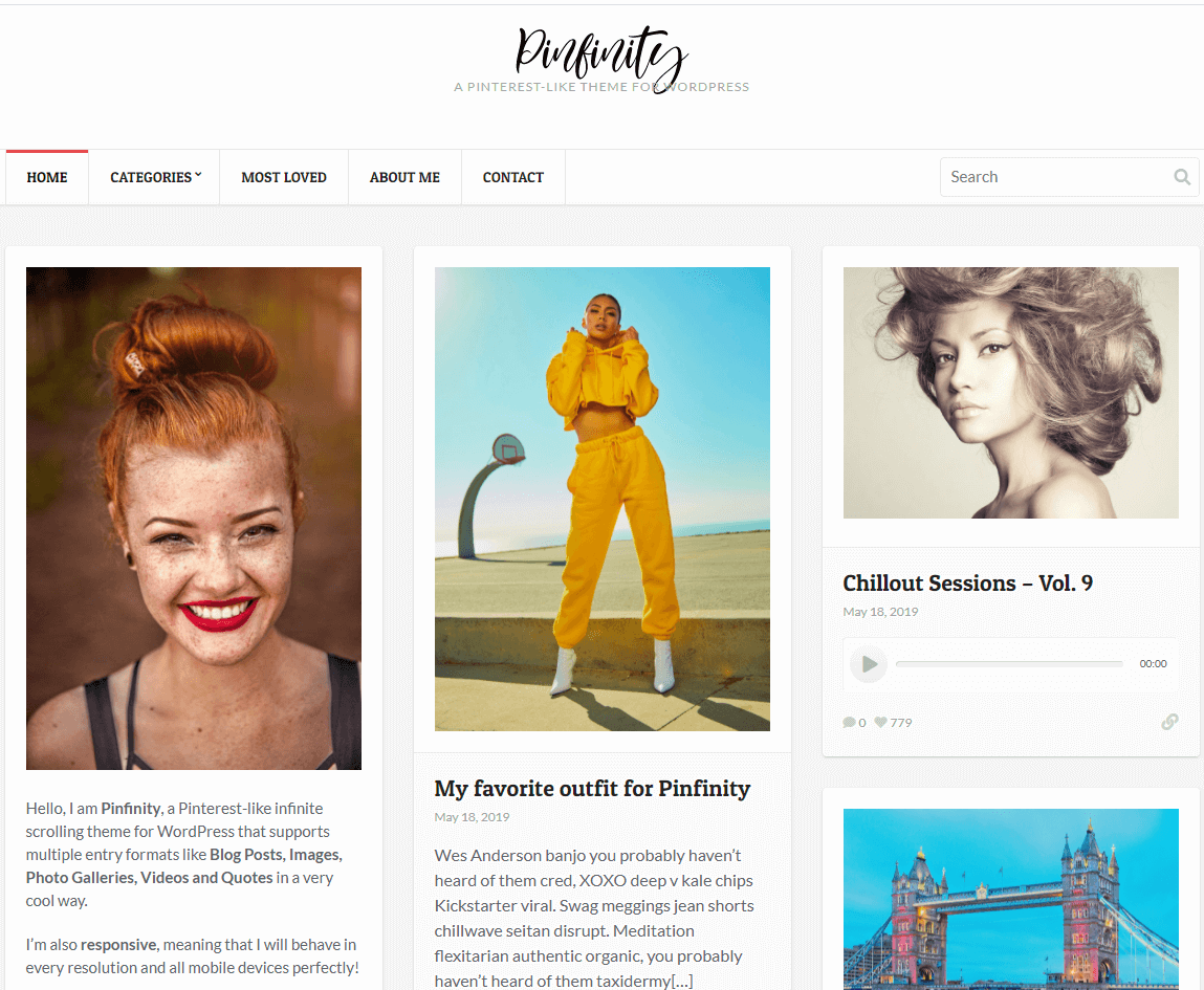 best pinterest-style wordpres themes pinfinity.